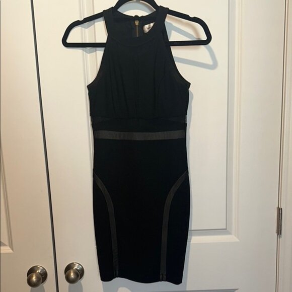 Black Sleeveless Halter Mini Dress